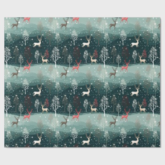 Rendier Sneeuwvlok Kerstliedje Cadeauverpakking Cadeaupapier (Vlak)