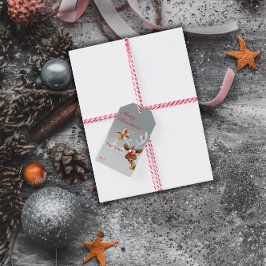 Rendier Sneeuwvlok minimalistische rode letter Gif Cadeaulabel