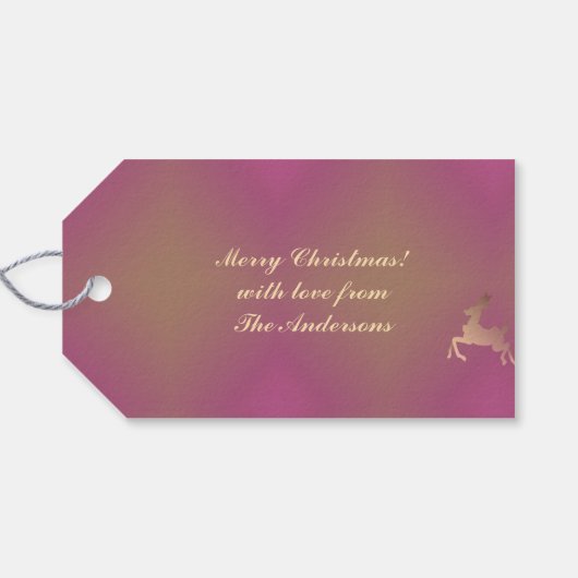 Rendier & Sneeuwvlokken Gift Label Cadeaulabel (Achterkant Horizontaal)