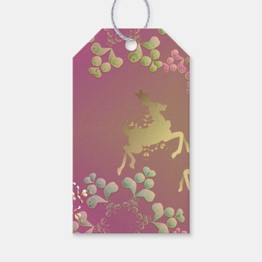 Rendier & Sneeuwvlokken Gift Label Cadeaulabel (Voorkant)