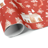 Rendier Sneeuwvlokken Land Rood Kerstmis Cadeaupapier (Rol Hoek)