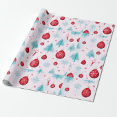 Rendier Sneeuwvlokken Ornamenten Witte Kerst Cadeaupapier (Uitgerold)