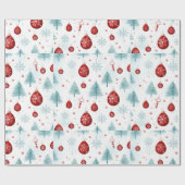 Rendier Sneeuwvlokken Ornamenten Witte Kerst Cadeaupapier (Vlak)