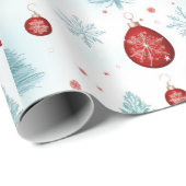 Rendier Sneeuwvlokken Ornamenten Witte Kerst Cadeaupapier (Rol Hoek)