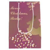 Rendier & Sneeuwvlokken Paarse Gift Bag Medium Cadeauzakje (Achterkant)