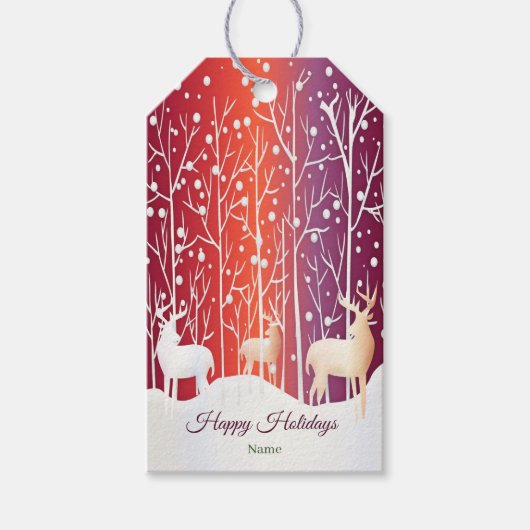 Rendier Snowy Holiday Gift Label Cadeaulabel (Voorkant)