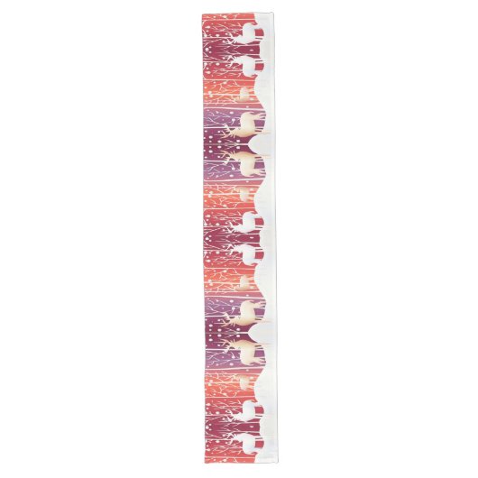Rendier Snowy Holiday Table Runner Lange Tafelloper (Voorkant)