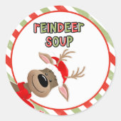 Rendier Soep Kerst Heet Cacao Ronde Sticker (Voorkant)