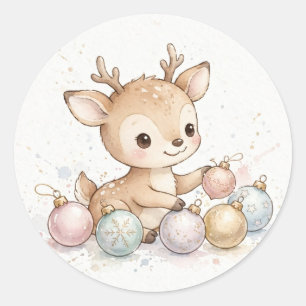 Rendier Spelen Herten Kerst Ronde Sticker