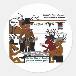 Rendier Spellen Grappige Kerstcadeaus & T-shirts Ronde Sticker