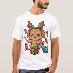 Rendier Spelletjes Puppy Kerstmis T-shirt