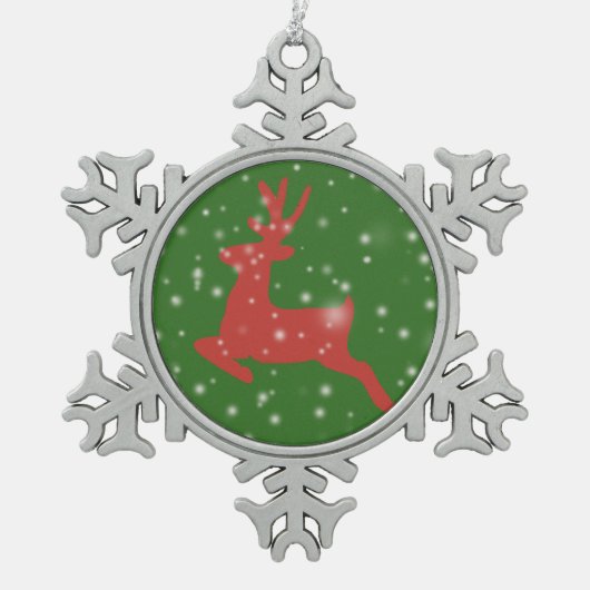 Rendier Springende Sneeuw Tin Sneeuwvlok Decoratie (Voorkant)
