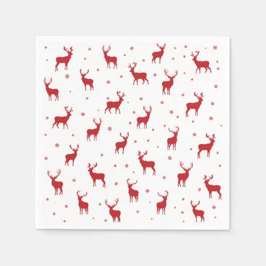 Rendier Stag Pattern Red Holiday Servet (Voorkant)