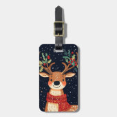 Rendier Starry Christmas Twinkle Night Bagagelabel (Voorkant verticaal)
