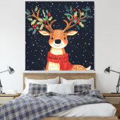 Rendier Starry Christmas Twinkle Night Canvas Afdruk (Insitu (Slaapkamer))