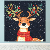 Rendier Starry Christmas Twinkle Night Canvas Afdruk (Insitu (Houten vloer))