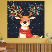 Rendier Starry Christmas Twinkle Night Canvas Afdruk (Insitu (Woonkamer))