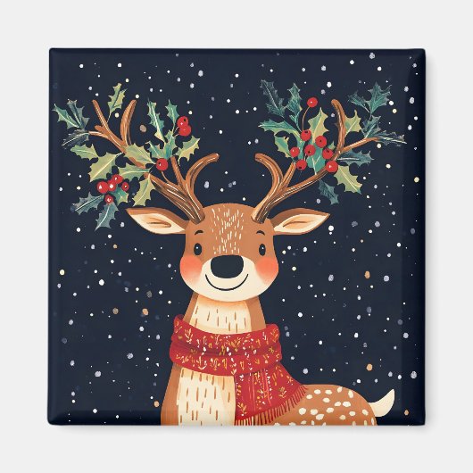 Rendier Starry Christmas Twinkle Night Magneet (Voorkant)