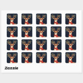 Rendier Starry Christmas Twinkle Night Vierkante Sticker (Vel)