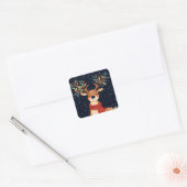 Rendier Starry Christmas Twinkle Night Vierkante Sticker (Envelop)