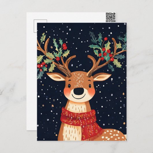Rendier Ster Kerstmis Twinkelende Nacht Feestdagenkaart (Voorkant / Achterkant)