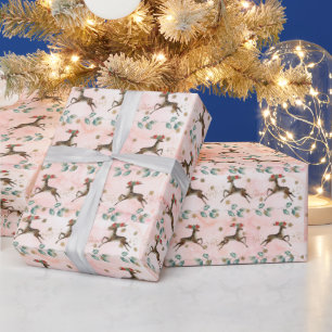 Rendier sterren groen glitter kerst cadeaupapier