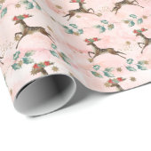 Rendier sterren groen glitter kerst cadeaupapier (Rol Hoek)