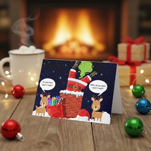 Rendier Stinkende Kerst Moppige Cartoon Feestdagen Kaart