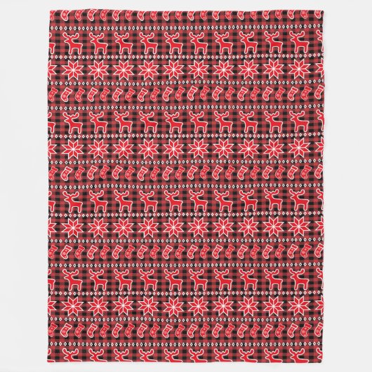 Rendier Stocking Fair Isle kerstpatroon Fleece Deken (Voorkant)