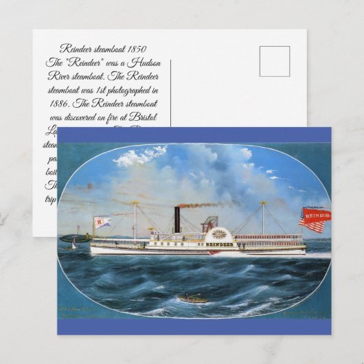 Rendier Stoomboot 1850 Briefkaart (Voorkant / Achterkant)