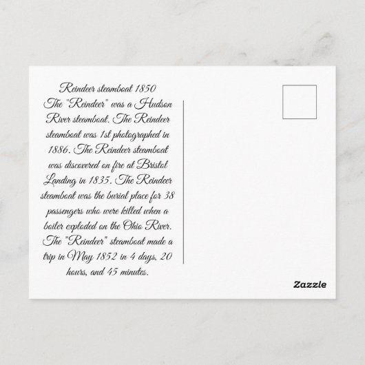 Rendier Stoomboot 1850 Briefkaart (Achterkant)