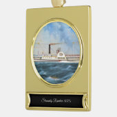Rendier Stoomschip 1850 Verguld Banner Ornament (Links)