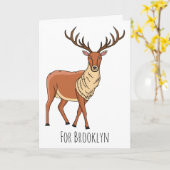 Rendier stripillustratie kaart (Gele Bloem)