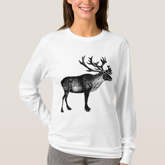 Rendier T-shirt met lange mouwen, Elk, Dierendesig (Voorkant)
