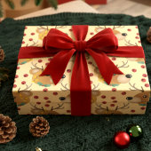 Rendier Teddybeer Met Lichtjes Beige Kerstmis Cadeaupapier