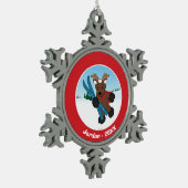 Rendier Tin Sneeuwvlok Ornament (Links)