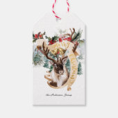 Rendier & Tree Boerderij | Vrolijk kerstfeest Cadeaulabel (Voorkant)