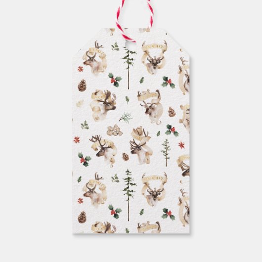 Rendier & Tree Boerderij | Vrolijk kerstfeest Cadeaulabel (Achterkant)