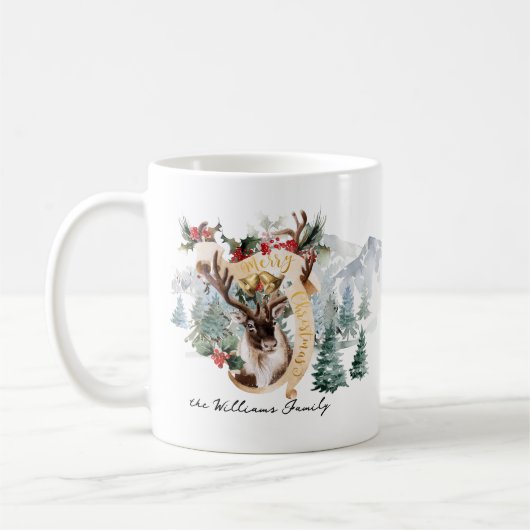 Rendier & Tree Boerderij | Vrolijk kerstfeest Koffiemok (Links)