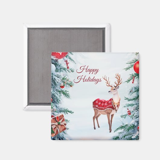 Rendier Vakantie Kerstmagneet Magneet (Voorkant / Achterkant)