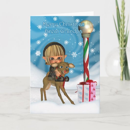 Rendier van het Elf van de Opa van Kerstmis het Feestdagen Kaart (Voorkant)