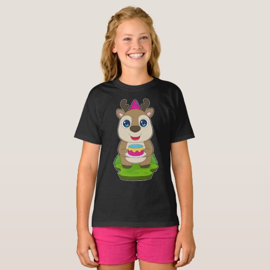 Rendier Verjaardag Party pet T-shirt (Voorkant volledig)