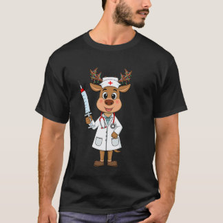 Rendier Verpleegster Kerst Verpleegkundige Scrub T T-shirt
