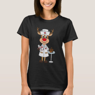 Rendier-verpleegster Kerstscrubtoppen Xmas-pyjama T-shirt