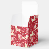 Rendier vogel rode crème Kerstmis patroon geschenk Bedankdoosjes (Geopend)