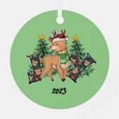 Rendier Vreugde Kerstmis Metalen Ornament (Achterkant)