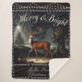 rendier Vrolijk en helder kerstfeest Sherpa Deken (Voorkant)
