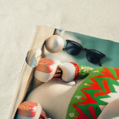 Rendier Vrolijk Kerstfeest Gepersonaliseerde Kinde Strandlaken (In situ)