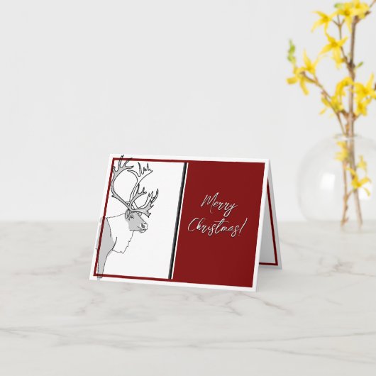Rendier Vrolijk Kerstfeest Kaart (Gele Bloem)
