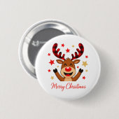 Rendier vrolijk kerstfeest ronde button 5,7 cm (Voorkant /achterkant)